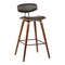 Armen Living Fox 28.5" Bar Height Brown Faux Leather and Walnut Wood Mid-Century Modern Bar Stool LCFOBAWABR30 - alternate 1